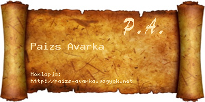 Paizs Avarka névjegykártya